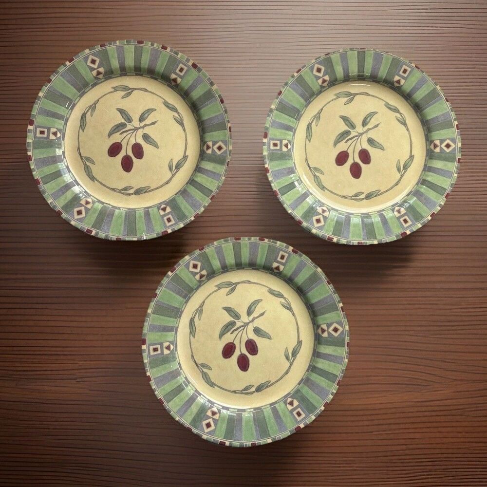 Sango Mesa 3018 Tuscan Olive Salad Plates 8in Set of 3 Vintage Replacement